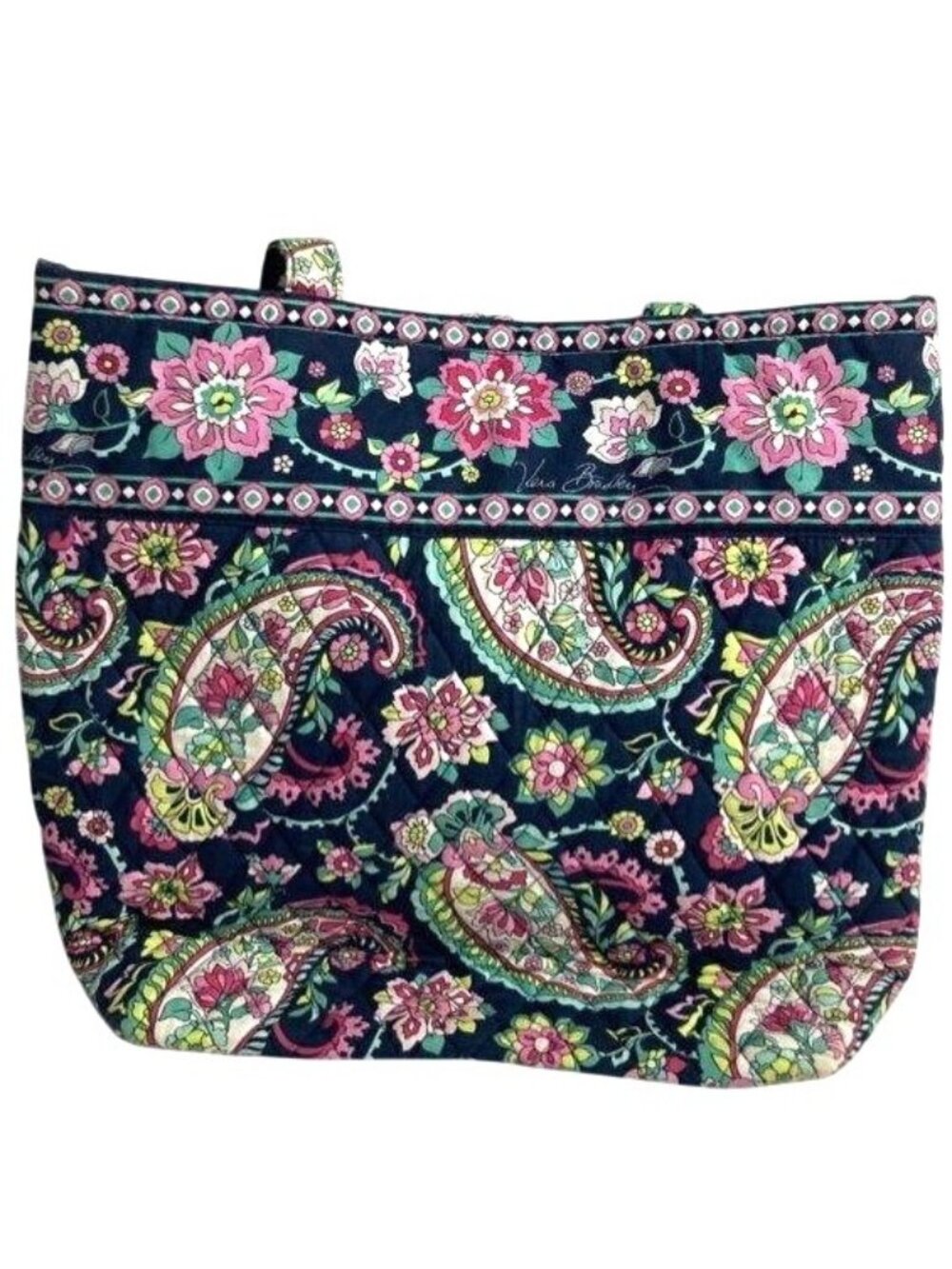 Vera‎ Bradley Floral Paisley Quilted Tote Bag With Interior Pockets Multicolor